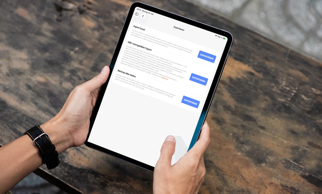 Exportseite der Crowd Impact Software, mit Optionen zum Excel-Datenexport nach abgeschlossener Mobilitätsbefragung.